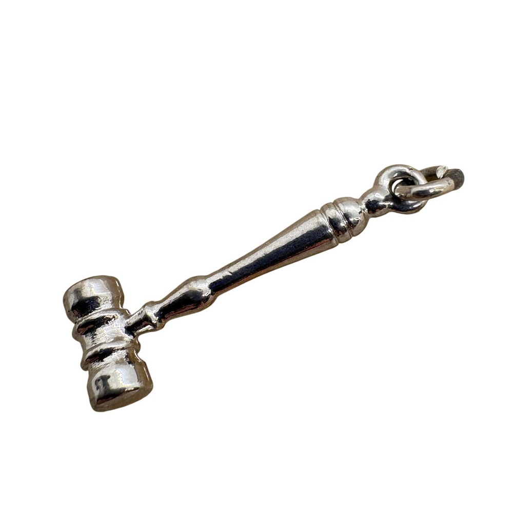 Vintage Silver Tone Gavel‎ Charm Magnetic Legal Judge Attorney Lawyer Jewelry